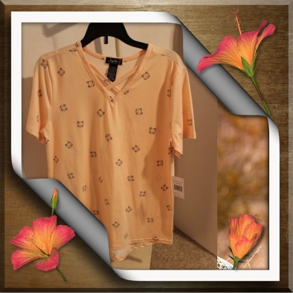 Justify Girls Other - ⭐️CLEARANCE SALE⭐️Justify Girls Peach Kitten Print Summer Top